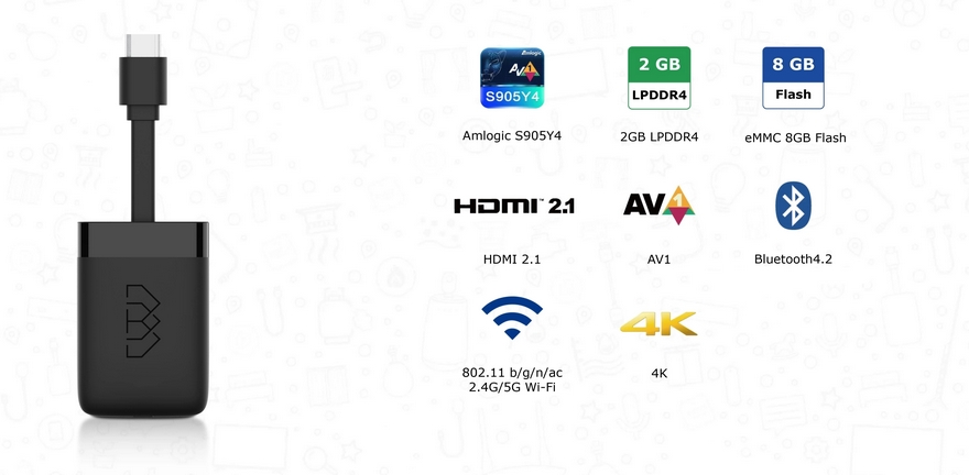 Homatics DONGLE R Android TV - 4K UHD multimediální přehrávač